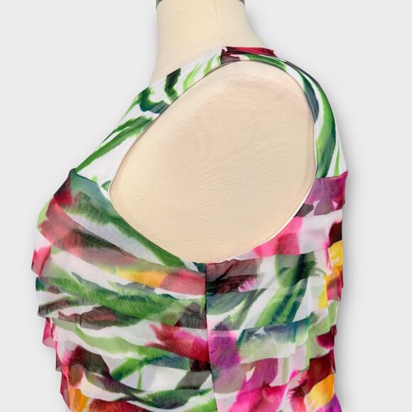 London Times Woman Tiered Ruffle Hem Cocktail Dress Plus Size 18W Floral Multi - Picture 7 of 15